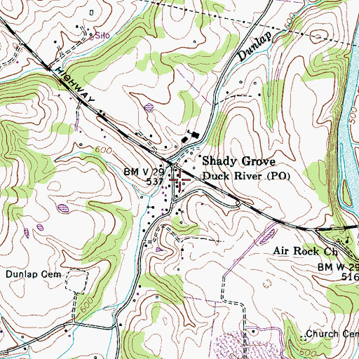 Topographic Map of Duck River Post Office, TN
