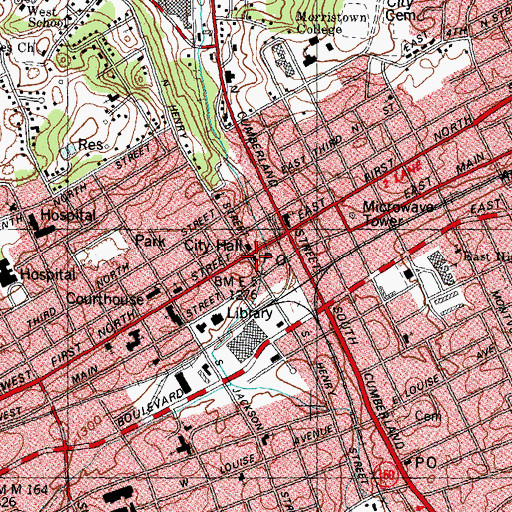 Topographic Map of Henry Street Post Office, TN