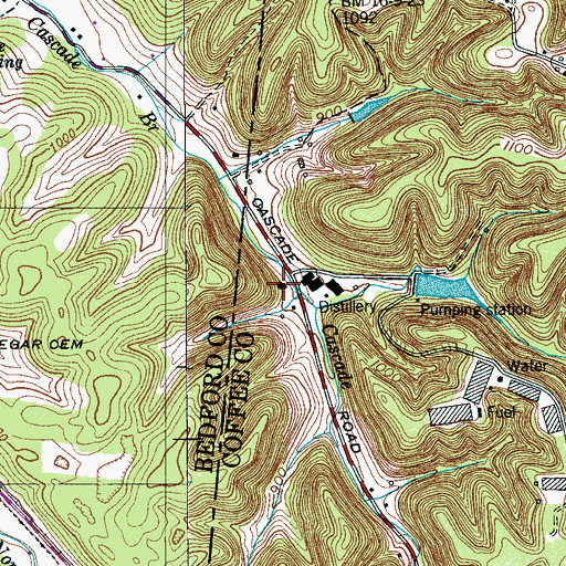 Topographic Map of Dickel Post Office, TN