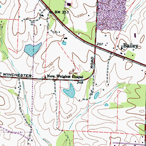 Topographic Map of West Collierville Finance Post Office, TN