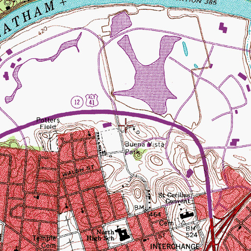 Topographic Map of Metro Post Office, TN