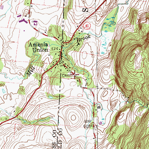 Topographic Map of Amenia Union Cemetery, CT