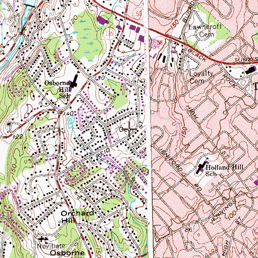 Topographic Map of B'nai Torah Cemetery, CT
