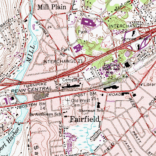 Topographic Map of Saint Thomas Cemetery, CT