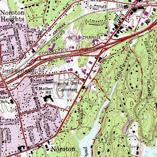 Topographic Map of Spring Grove Veterans Cemetery, CT