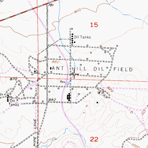 Topographic Map of Ant Hill Oil Field, CA