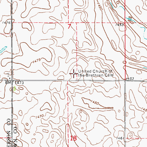 Topographic Map of Willow Creek Cemetery, SD