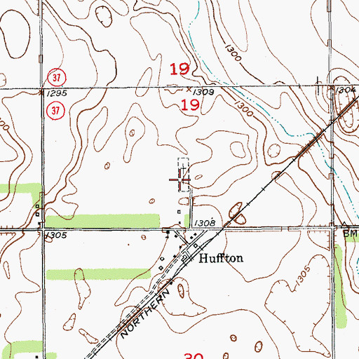Topographic Map of Huffton Cemetery, SD