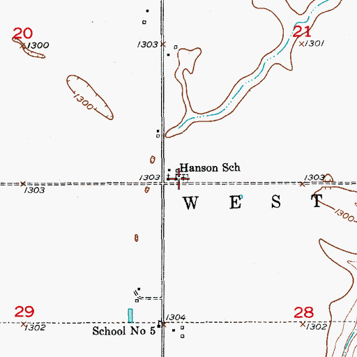 Topographic Map of West Hanson Cemetery, SD