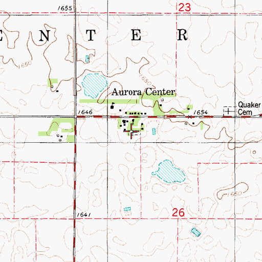 Topographic Map of Aurora Center Cemetery, SD