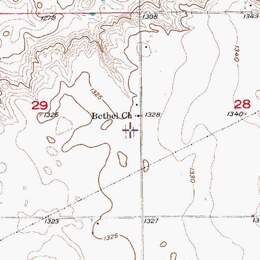 Topographic Map of Bethel Church Cemetery, SD