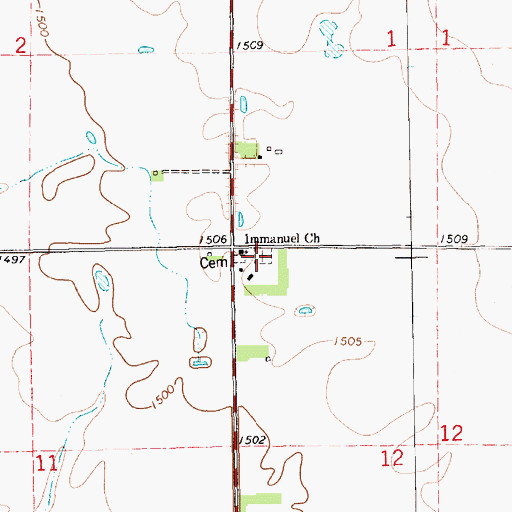Topographic Map of Immanuel Lutheran Church Cemetery, SD