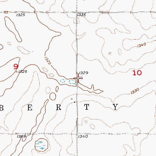 Topographic Map of Liberty Center Cemetery, SD