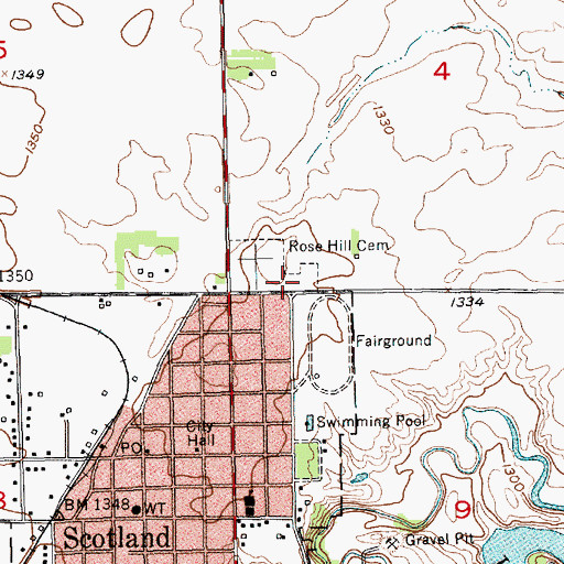 Topographic Map of Saint George Catholic Cemetery, SD