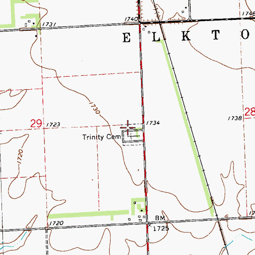 Topographic Map of Elkton City Cemetery, SD