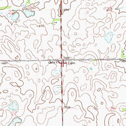 Topographic Map of Oslo Lutheran Cemetery, SD