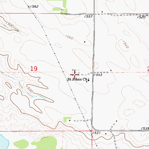 Topographic Map of Saint John The Baptist Episcopal Cemetery, SD