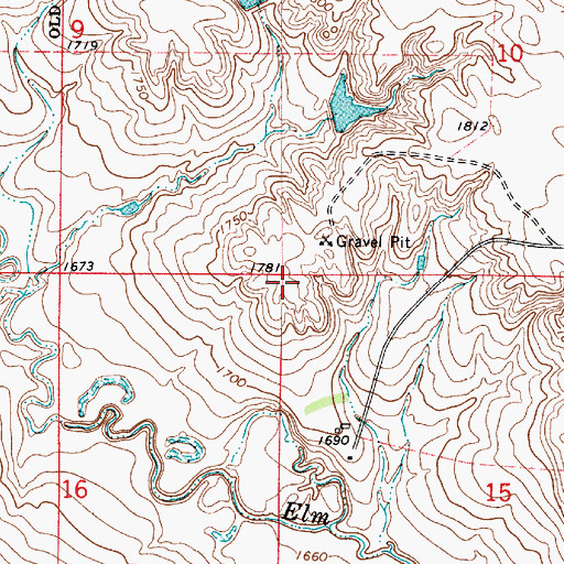Topographic Map of Elm Creek Cemetery, SD