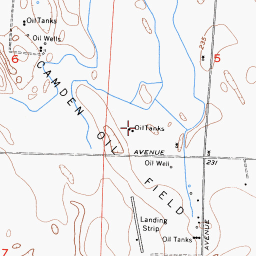 Topographic Map of Camden Oil Field, CA