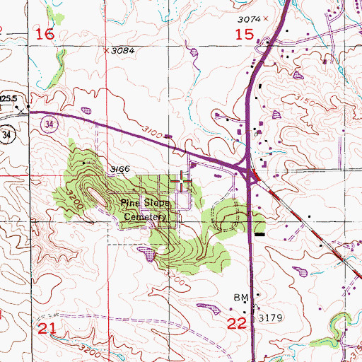 Topographic Map of Saint Pauls Cemetery, SD