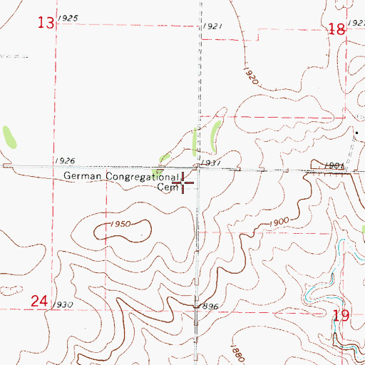 Topographic Map of German Congregational Church Cemetery, SD