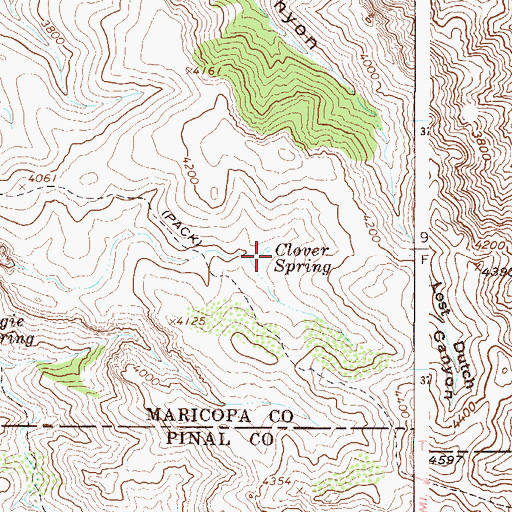 Topographic Map of Clover Spring, AZ