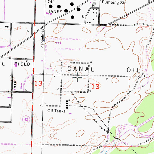 Topographic Map of Canal Oil Field, CA