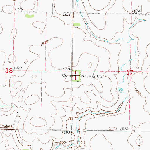 Topographic Map of Norway Church Cemetery, SD
