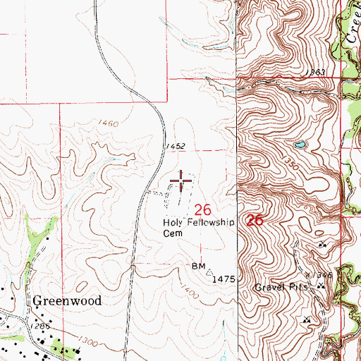 Topographic Map of Greenwood Presbyterian Cemetery, SD