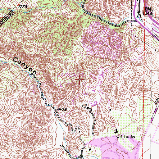 Topographic Map of Cascade Oil Field, CA