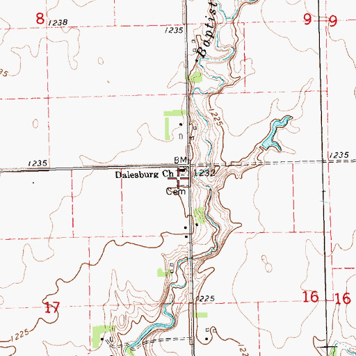 Topographic Map of Dalesburg Baptist Cemetery, SD