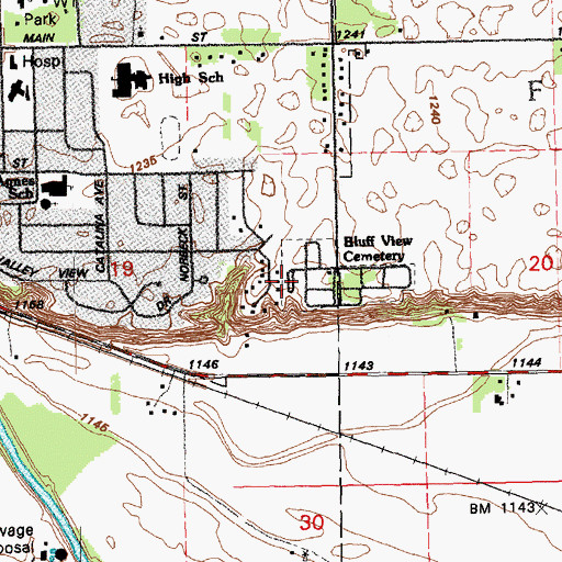 Topographic Map of Saint Agnes Calvary Cemetery, SD