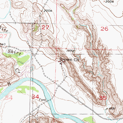 Topographic Map of Brown Church Cemetery, SD