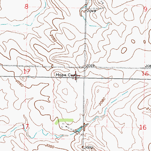 Topographic Map of Hope Lutheran Cemetery, SD