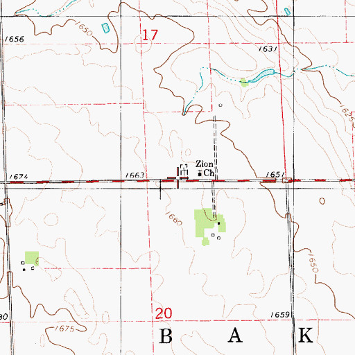 Topographic Map of Zion Lutheran Cemetery, SD