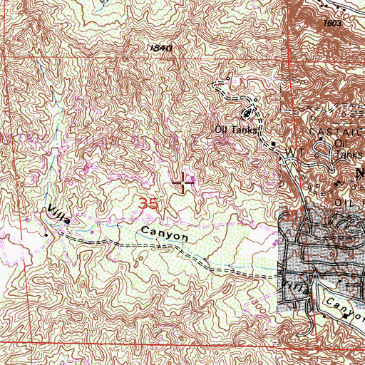 Topographic Map of Castaic Hills Oil Field, CA
