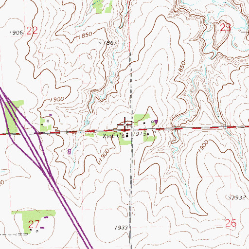 Topographic Map of Hidewood Zion Evangelical Lutheran Cemetery, SD