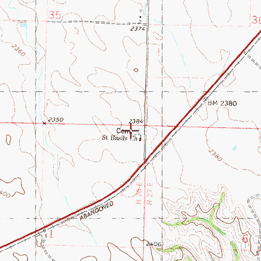 Topographic Map of Saint Basils Cemetery at Mossman, SD