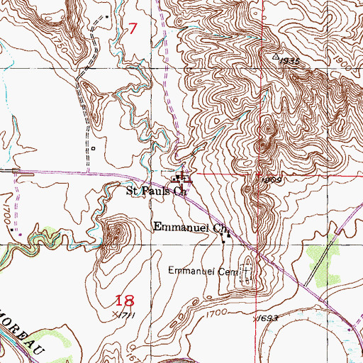 Topographic Map of Saint Theresa Catholic Cemetery, SD