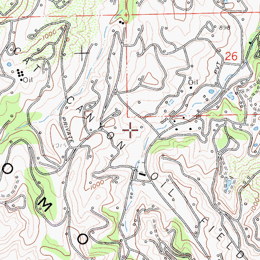 Topographic Map of Cat Canyon Oil Field, CA
