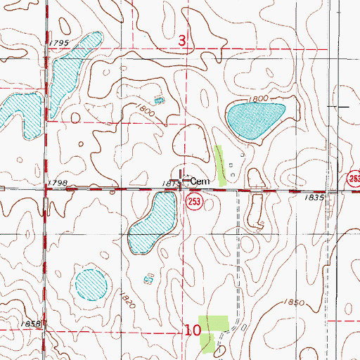 Topographic Map of Saint Joseph Catholic Cemetery, SD