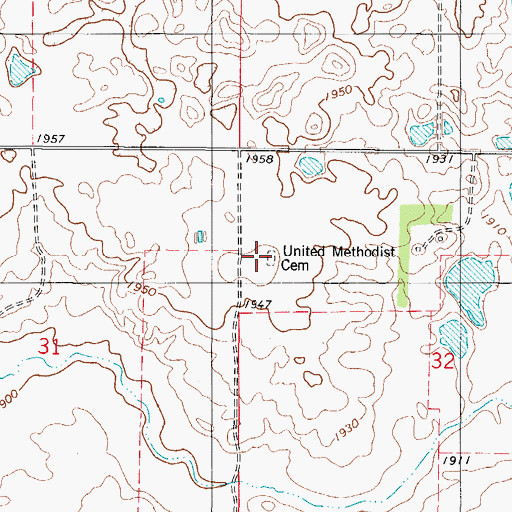 Topographic Map of United Methodist Church Cemetery, SD