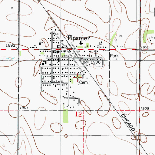 Topographic Map of Veterans Post 189 Cemetery, SD