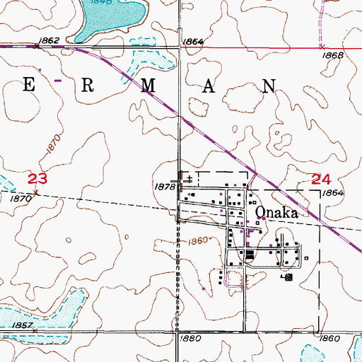 Topographic Map of Saint John the Baptist Onaka Cemetery, SD