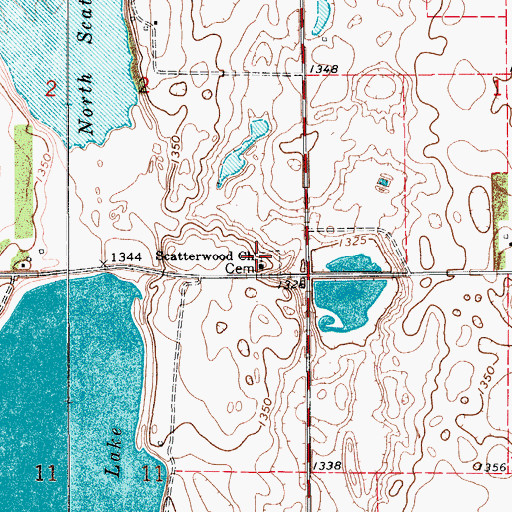 Topographic Map of Scatterwood Lakeside Cemetery, SD
