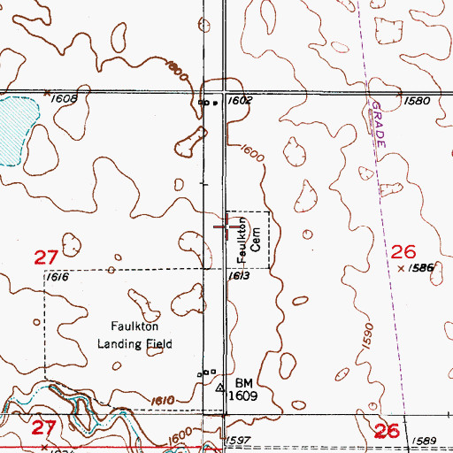 Topographic Map of Saint Thomas Catholic Cemetery, SD