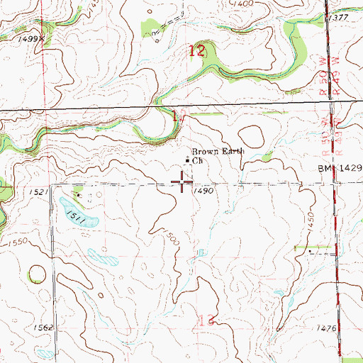 Topographic Map of Brown Earth Indian Church Cemetery, SD