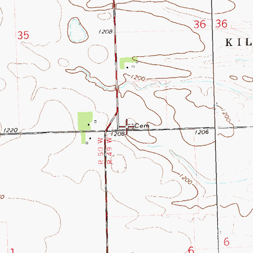 Topographic Map of Kilborn 2 Cemetery, SD