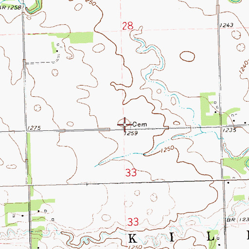 Topographic Map of Kilborn 3 Cemetery, SD