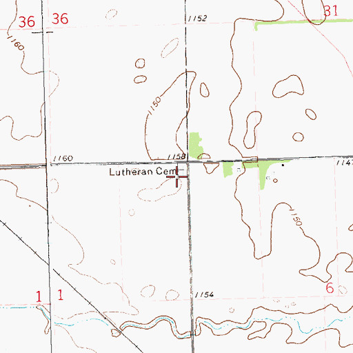 Topographic Map of Kilborn Lutheran Cemetery, SD